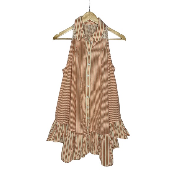 NWOT Free People Be Real Striped Button front Ruffle Mini Dress xs - Picture 4 of 16